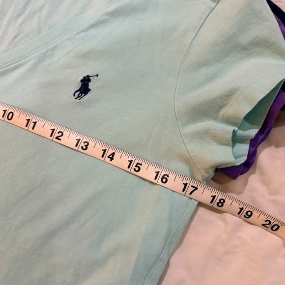 Polo Ralph Lauren Womens V-Neck T-Shirt Bundle 3 Pack Navy Purple Mint Size M - Picture 7 of 8